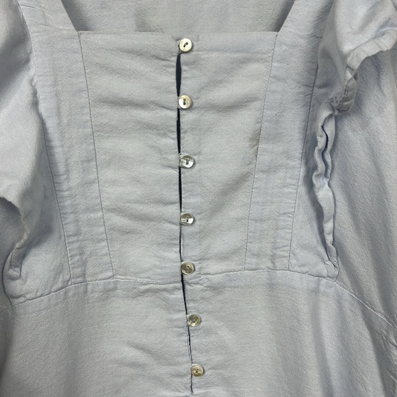 Zara Trafaluc Collection Mini Dress S Baby Blue Button Down back Embroidery EUC - Picture 8 of 13